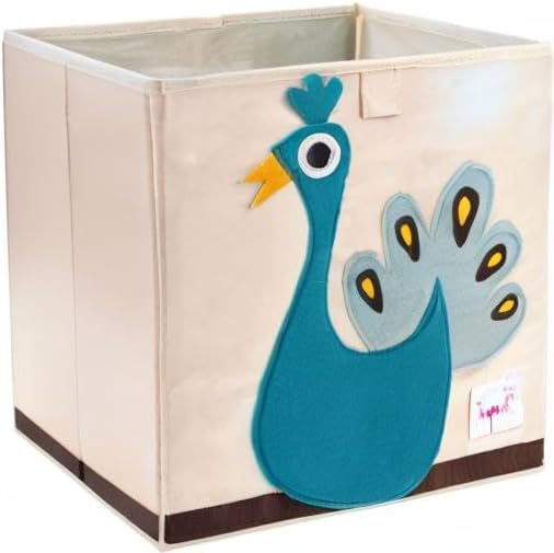 3 Sprouts Toy Storage Organizer: Toy Box Cube Organizer for Playroom, Nursery - Foldable Storage Bin - Peacock