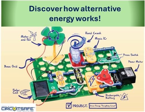 Snap Circuits Green Energy Electronics Exploration Kit | Over 125 Exciting STEM Projects | Full Color Project Manual | 45+ Snap Circuits Parts | STEM Educational Toys for Kids 8+