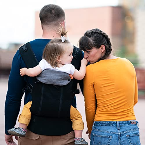 Beco Baby Carrier 8 Hybrid Newborn to Toddler Carrier (7-45lbs) - All in 1 Mesh Toddler Carrier - Baby Carrier Backpack, Front and Hip Carrier with Adjustable Seat - Cooling Ergonomic Carrier (Black)