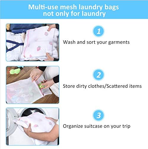 5 Pcs Mesh Laundry Bags for Delicates with Zipper, Lingerie Bags for Laundry, Travel Storage Organize Bag, Clothing Washing Bags for Laundry,Blouse, Hosiery, Stocking, Underwear, Bra and Lingerie