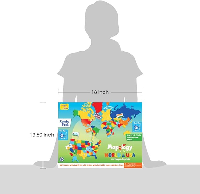 Imagimake Mapology USA & World Map Puzzle with Flags, Capitals, Stickers | Educational Toys for Ages 5-7 | Jigsaw Puzzles for Kids Ages 8-10 | Geography Toys for Ages 8-13 | 6 Year Old Boy/Girl Gifts
