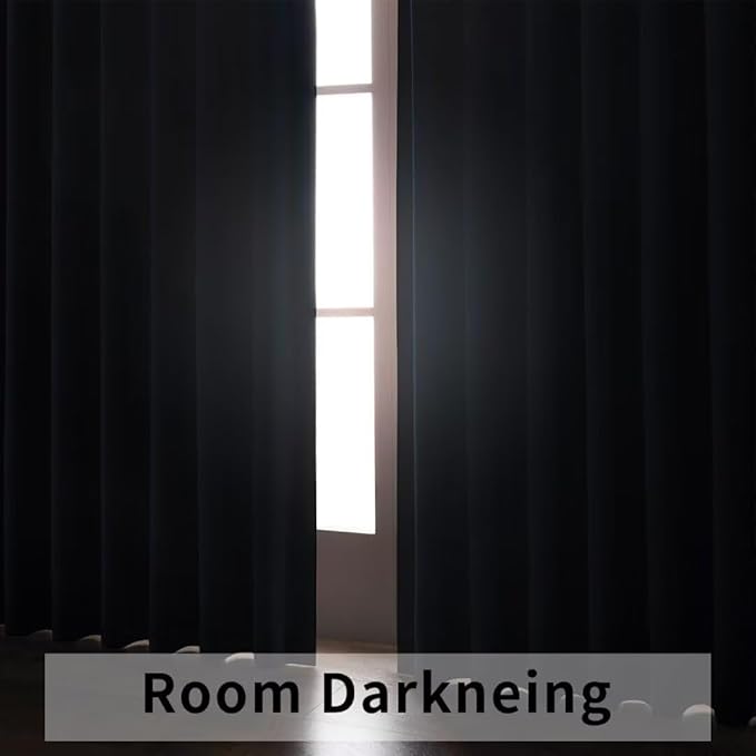 Joydeco 90 Inch Blackout Curtains for Bedroom, Thermal Insulated Black Out Curtains 2 Panels Set, Room Darkening Drapes for Living Room Window Rod Pocket Back Tab (W52 x L90 Inch, Navy Blue)