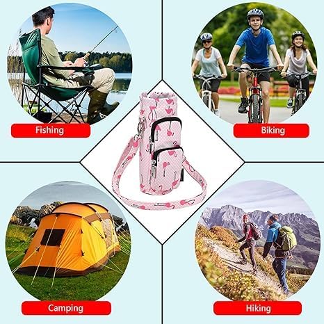 Betsey Johnson Insulated Water Bottle Pouch Holder Carrier Crossbag with Adjustable Shoulder Strap - Lightweight Polyester Accessories with Pockets Good for Hiking Sports