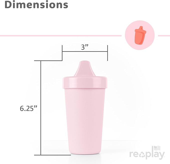 Re-Play Sippy Cups for Toddlers - 10 Oz. Reusable Spill Proof Cups for Kids, Dishwasher/Microwave Safe - Made in USA - Set of 4-3.13" x 6.25" - Desert Roses