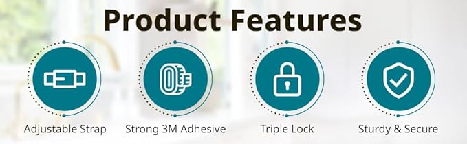 Original Cabinet Locks Baby Proofing (6 Pack Black) - Child Locks for Cabinets and Drawers - Door Locks for Kids Safety and Fridge Lock for Child Proofing