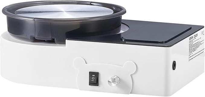 VEVOR Mini Pottery Wheel For Kids and Beginners, 6” Turntable, Two-way Rotation, Adjustable Speed, Complete Pottery Set with Clay Art Supplies Sculpting Tools, Craft Gifts for Kids Teens Adults, White