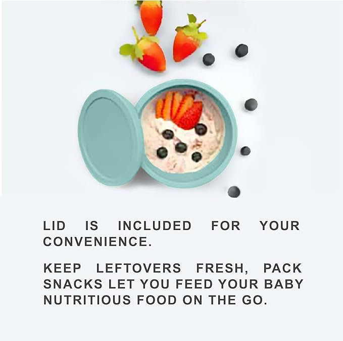 Octopod Silicone Baby Suction Bowl With Lid - Toddler & Baby Bowls, Baby Food Containers, Spill Proof Bowls For Toddlers, Suction Baby Bowls With Lids, Food Grade Silicone Bowls For Babies (Blue)