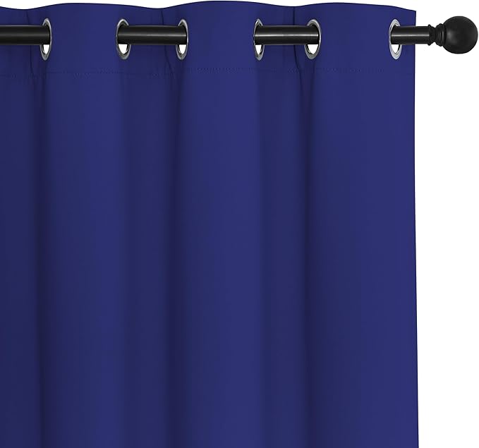 NICETOWN Blackout Curtains Panels for Bedroom - 3 Pass Microfiber Noise Reducing Thermal Insulated Solid Ring Top Blackout Window Drapes (2 Panels, 66 x 84 Inch, Navy Blue)