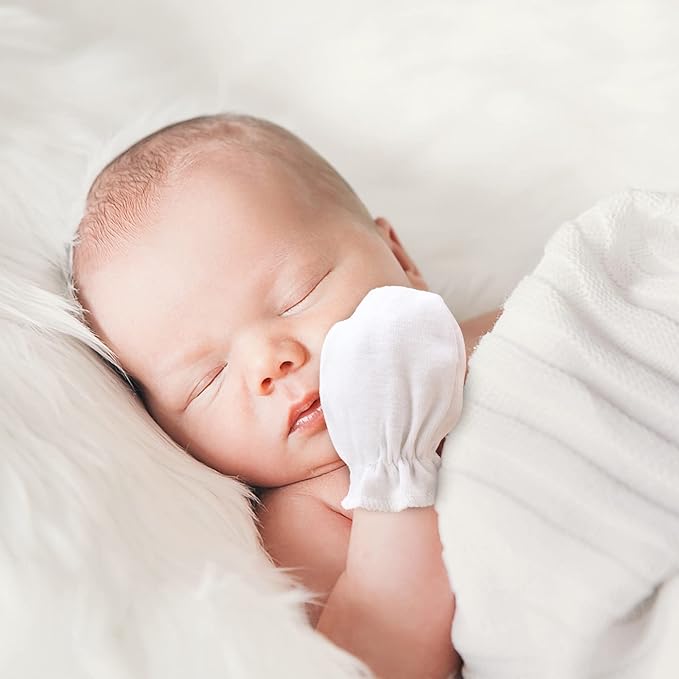 Newborn Baby Mittens No Scratch Cotton Elastic Wrist Gloves Infant Toddler Mittens for Baby Boy Girl 0-6 Months