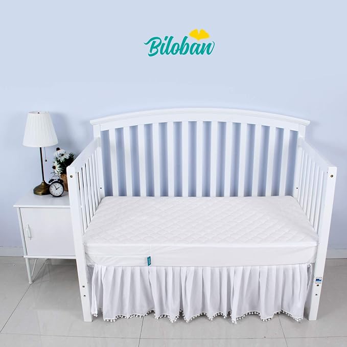 Waterproof Quilted Crib Mattress Encasement, Zippered Crib Mattress Protector, Breathable and Absorbent, Viscose 6 Sides Fully Encased Cover