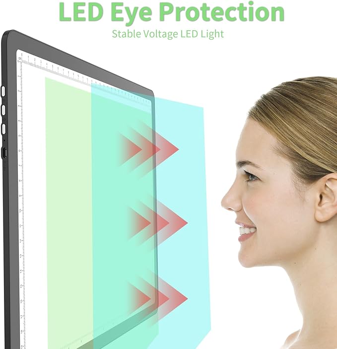 KOBAIBAN A4 Magnetic Light Box for Tracing, Rechargeable Diamond Art Light Board with Side Physical Buttons, 3 Color Light Modes Super Bright Light Pad Light Table for Drawing, Weeding Vinyl (Black)