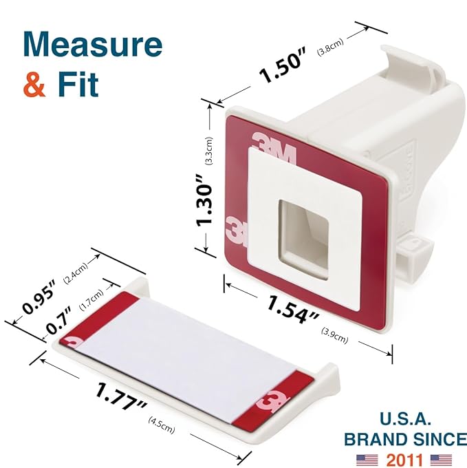 Roving Cove Ergonomic Magnetic Cabinet Baby Locks 4-pk, Child Proof Drawer Cupboard Latches, Adhesive, Easy Install with Starter Tape System, 4 Locks 2 Ring Keys