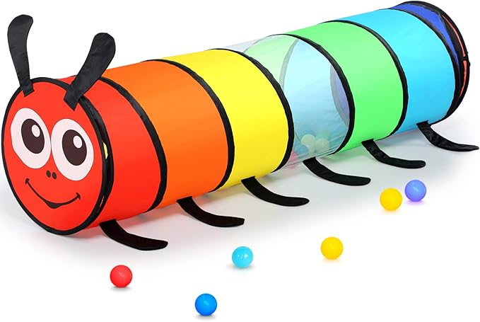 Moncoland Kids Play Tunnel for Toddlers, 6-ft Colorful Pop Up Crawl Through Tunnel Play Tent for Baby or Dog Cat, Collapsible Gift for Boy Girl Games Indoor Outdoor Toys