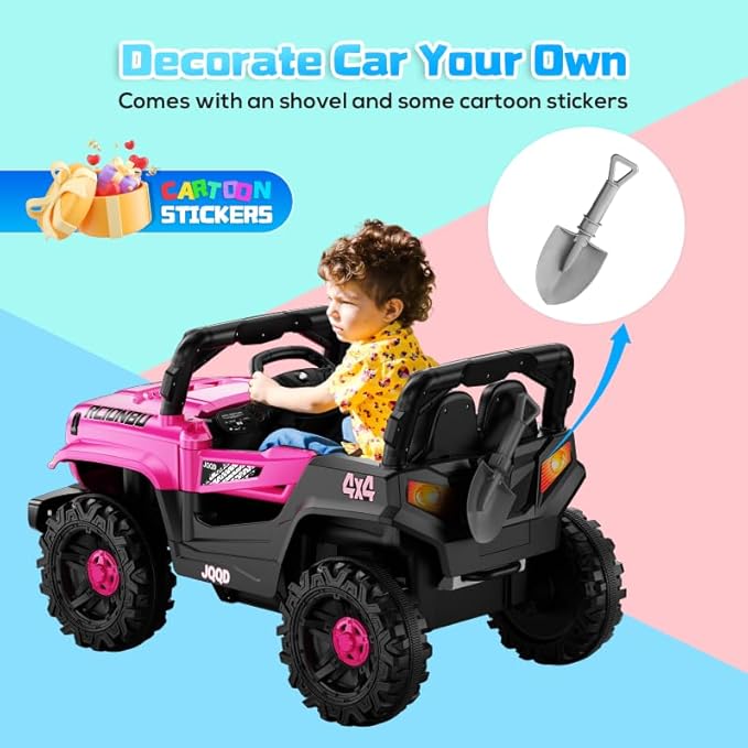 SEALIGHT 12V Kids Ride On Truck Car w/Parent Remote Control, 4 * 380W Motors, 3 Speeds, Emergency Braking, LED Lights, Music & Horn, Kids Electric Vehicles for Boy Girl Gift