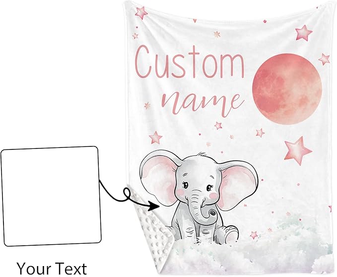 Personalized Nursery Crib Bedding Set: Custom Name 5 Piece Baby Crib Sets with Starry Sky Elephant Design - Toddler Double Layer Blanket Set, Comfortable Crib Bed Sheets for Baby Grils