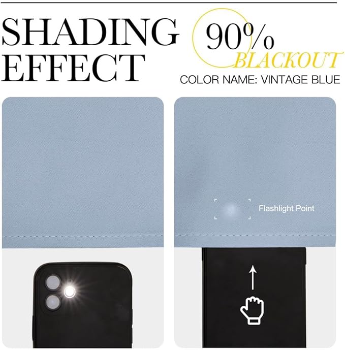 NICETOWN Vintage Blue Sliding Door Curtains 2 Panels Set 118 inches Long, Grommet Thermal Blackout Curtains Privacy Room Divider Sound Reducing for Bedroom/Living Room, W66 x L118