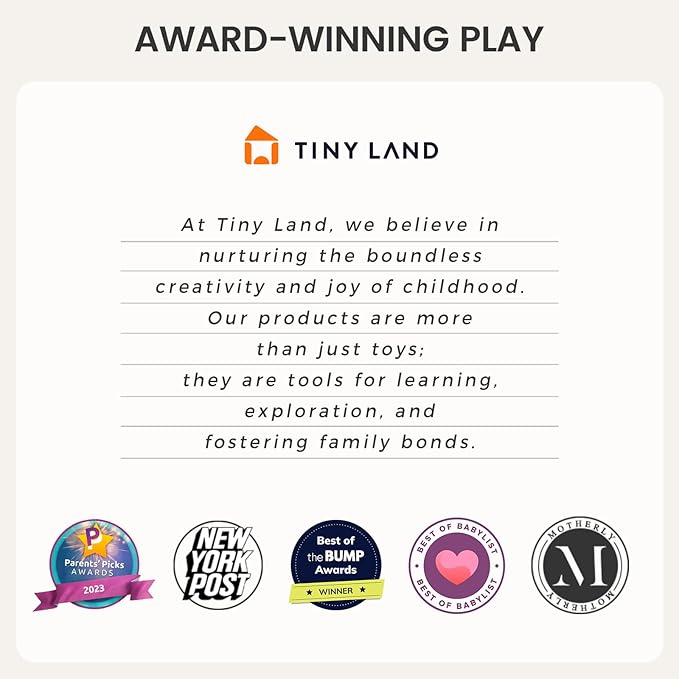 Tiny Land Montessori Toy Set for Babies 7-9 Months Senser Play Kit - 5-in-1 Wooden Learning Toys with Object Permanence Box, Sensory Ball, Stacking Cups and Mirror Puzzle,Body Board Book