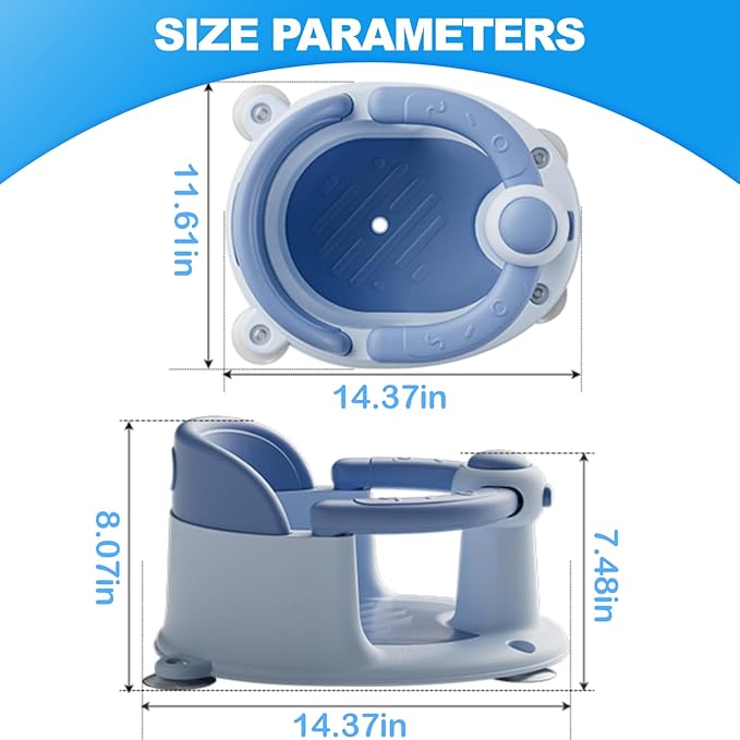 Baby Bath Seat, Baby Bath Seat for 6 Months & Up, Baby Bathtub Seat with Secure Suction Cups, Non-Slip Infant Bath Seat,Blue