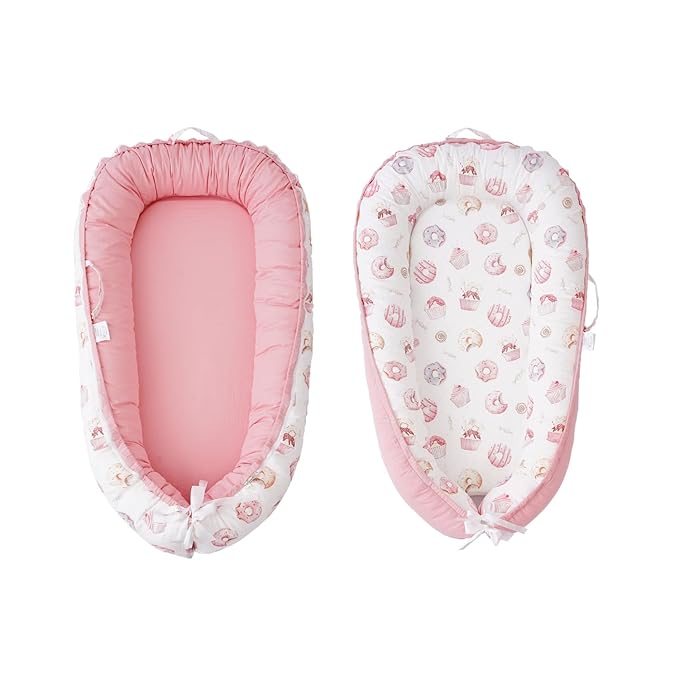 Baby Lounger - Infant Lounger for Newborn 0-24 Months, Breathable & Soft Baby Lounger Cover, Portable Infant Lounger for Home and Travel, Babies Essentials Gifts - Pink