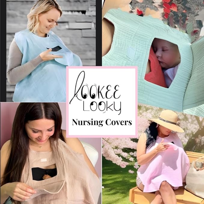 Muslin Nursing Cover for Baby Breastfeeding โwith Peekaboo Window -100% Breathable Cotton Privacy Nursing Shawl - Multiuse Apron for Moms