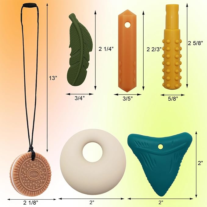 Chew Necklaces for Sensory Kids, Sensory Chewy Toys for Boys with Autism, ADHD, SPD, Chewing, Silicone Chewing Necklace Reduce Adult Anxiety Fidgeting