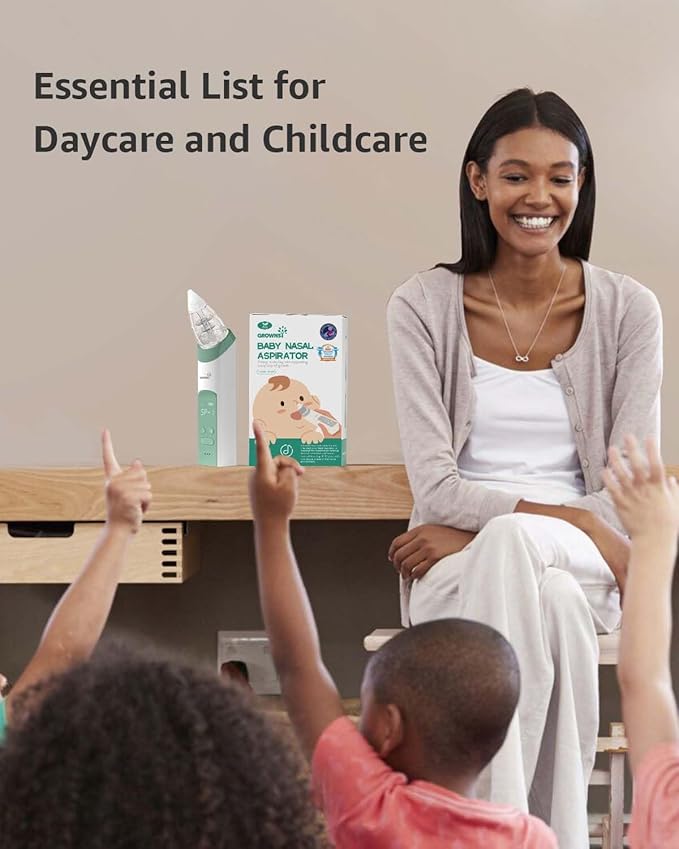 GROWNSY Nasal Aspirator for Baby, Electric Nose Aspirator for Toddler, Baby Nose Sucker, Automatic Nose Cleaner with 3 Silicone Tips, Adjustable Suctions, Music and Light Soothing Function (Green)