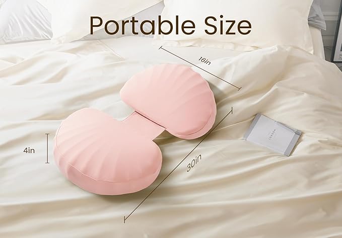 Pregnancy Pillow for Sleeping Memory Foam Pillow for Side Sleeper, Maternity Pillow Support for Back, Belly, HIPS for Pregnant Women, Portable and Adjustable Travel Wedge Pink