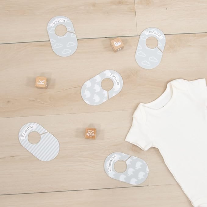 The Peanutshell 10 Pack Baby Closet Dividers Boy or Girl, Baby Clothes Organizer, Toddler Hanger, Closet Size Dividers, Nursery Organization for Clothing Storage, Newborn to 2T; Elephant Nursery Decor
