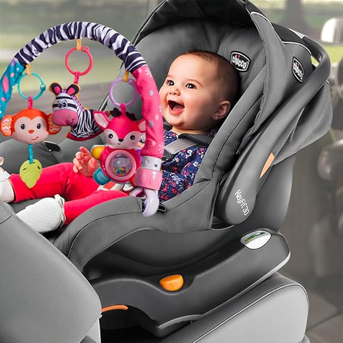 Baby Stroller Arch Toys, Crib Mobile for Infants Adjustable Bassinet Mobile with Universal Clamps, Activity Toy Bar for Bouncer Newborn Car Seat Stroller Sense Toy for Baby 0-12 Months