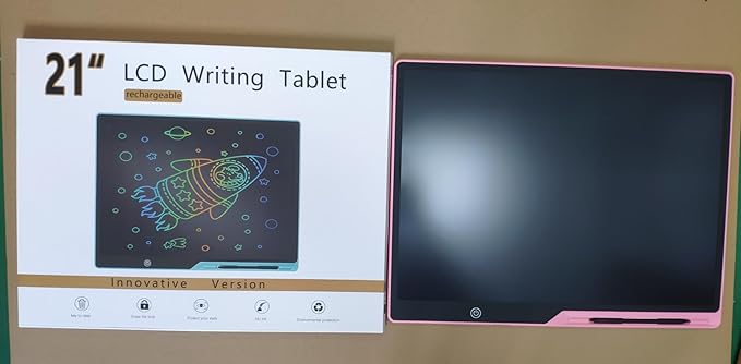 LCD Writing Tablet for Kids, Rechargeable 21 Inch Doodle Board,Easter Basket Stuffers,Preschool Learning Toys Christmas Birthday Gift 3 4 5 6 7 Year Old Girls Boys (Pink)