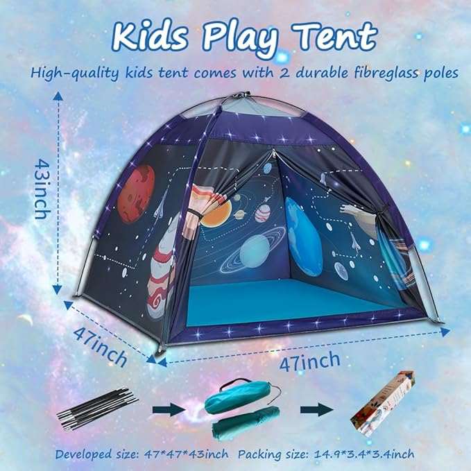 Space World Play Tent-Kids Galaxy Dome Playhouse for Boys and Girls Imaginative Play Popup Tent for Kids Indoor/Outdoor Fun,Perfect Kid’s Gift- 47" x 47" x 43"
