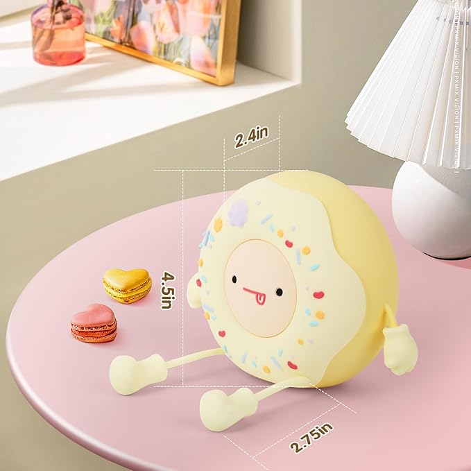 QANYI Donut Lover Lamp, Soft BPA Free Silicone Touch Night Light, Eye Caring, Stepless Dimming, Christmas Gift, Room Decor, Party, Home Office, Nursery Night Light for Kids Breastfeeding and Sleeping