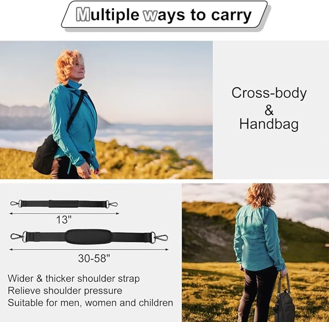 Water Bottle Holder with Strap, 4 Big Pockets with Compartment, 24oz/32oz/40oz Crossbody Water Bottle Carrier Bag