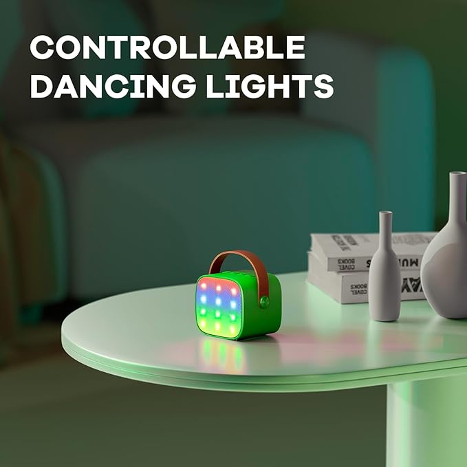 YLL Mini Karaoke Machine for Kids Adults, Portable Bluetooth Speaker with 2 Wireless Microphones, Birthday Gifts Toys for Girls Boys Ages 3, 4, 5, 6, 7, 8, 9,10,11,12+ Years Old Toddler (Green)