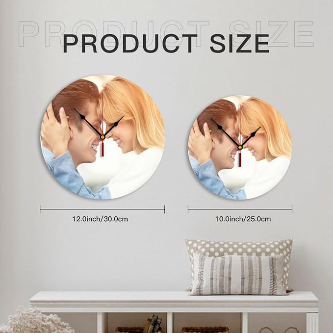 Generic Custom Clocks for Walls Personalized Picture Hanging Time Clocks Customize Gifts for Kitchen Bathroom Home Family Friends Gifts, 12inch-30cm