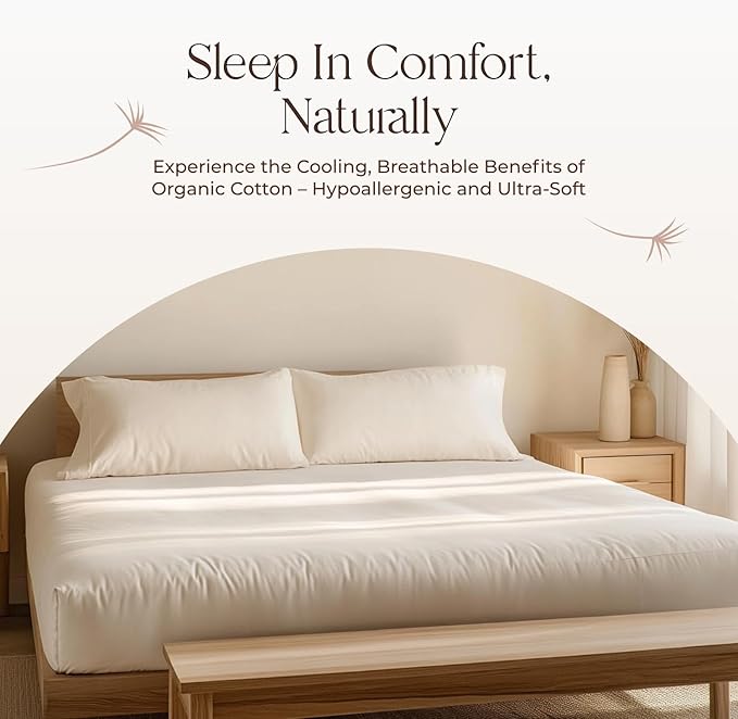 Organic Waterproof Mattress Protector Cal King - 100% Waterproof Mattress Pad with Extra Soft Quiet & Breathable Triple Layer Protection - GOTS Certified Machine Washable Deep Pocket Design (Cal King)