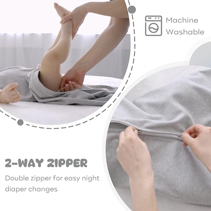Yoofoss Baby Sleep Sack 6-12 Months 100% Organic Cotton 0.5 TOG Baby Sleeping Bag 2-Way Zipper Toddler Wearable Blankets 3 Pack Breathable Lightweight (Medium)