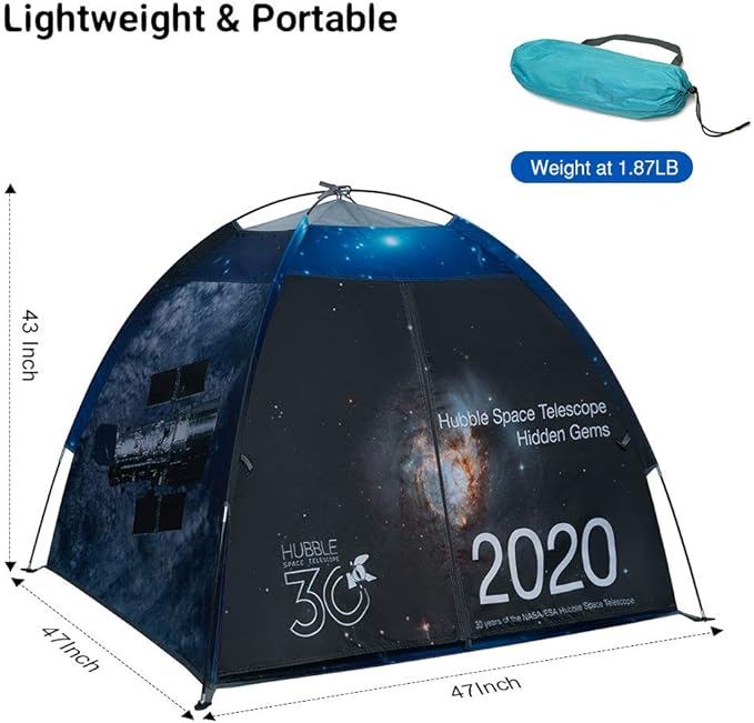Play Tent for Boys and Girls- Space Shuttle Atlantis with Hubble Dome Tent for Kids Gift- ToddlerPop Up Tent Playhouse for Indoor Imaginative and Physical Play- 47" x 47" x 43" (Hubble)