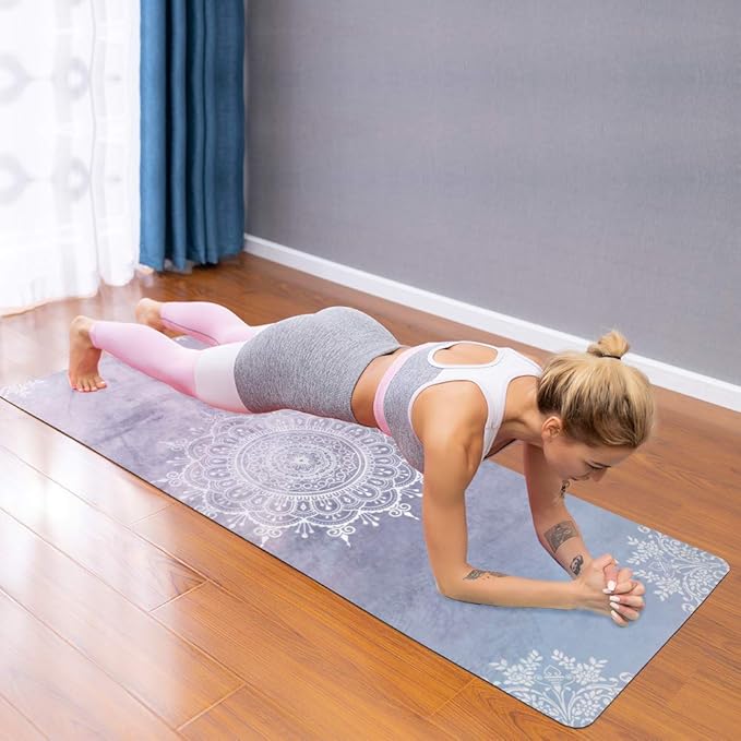 Travel Yoga Mat, Non Slip Exercise Suede Mat with Carry Bag, All-Purpose Fitness Mat with High Density Anti-Tear Surface for Women, Ideal for Pilates Workout (72'' x 24'' x 1.5mm Thick)