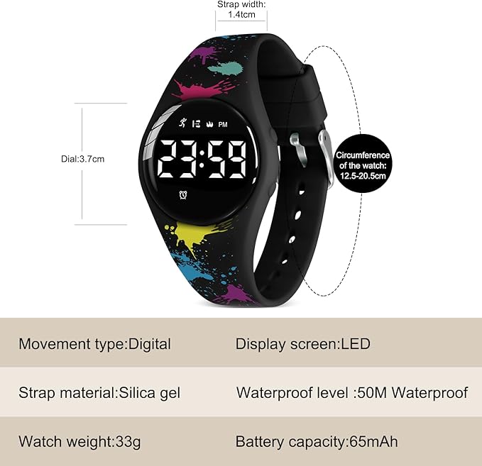 Kids Watches for Girls Boys Digital Sport Watch with Step Counter Pedometer Vibration Alarm Clock, No App Waterproof Fitness Tracker Kids Watch Boys Girls Teens Students Ages 5-16