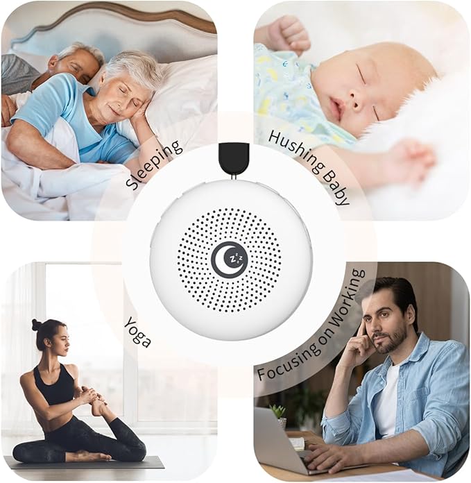 Sleepbox Sleep Sound Machine Portable Noise Machine with 30 Soothing Sounds 4 Timer Memory Function Rechargeable Battery 32 Volume Levels for Sleeping Traveling Relaxing for Baby Kids Adults (White)