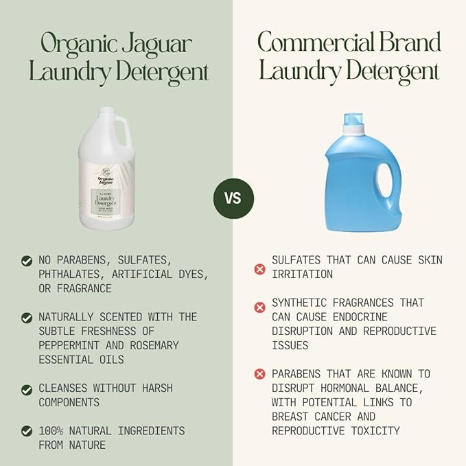 Laundry Detergent, Spring Breeze, Up to 64 Loads, 100% Natural Formula with Essential Oils, Gentle & Effective Formula Without Harsh Ingredients, Paraben & Sulfate Free, Natural Scent