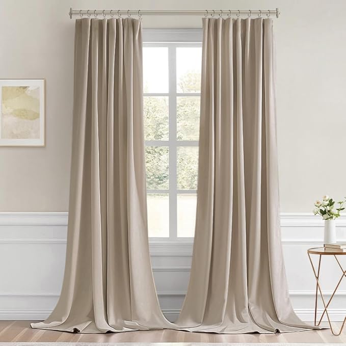 MIULEE Taupe Back Tab Blackout Curtains 102 Inch Long 2 Panels Set for Bedroom, Rod Pocket/Pinch Pleated Thermal Insulated Living Room Darkening Light Blocking Floor to Ceiling Drapes