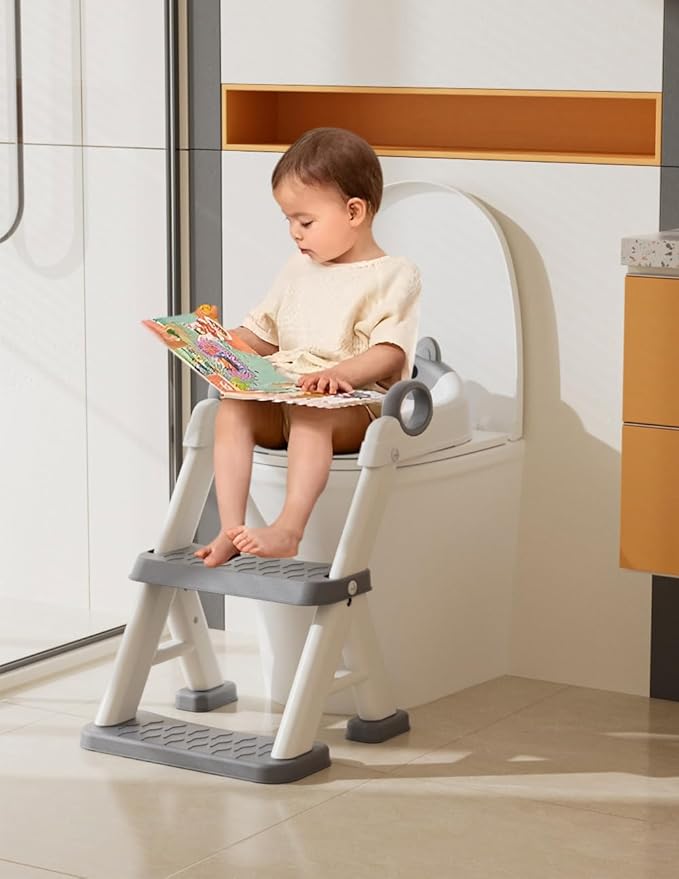 Potty Training Seat, Toddler Toilet Seat With Steps, 2 In 1 Toddler Potty Training Toilet With Splash Guard, Anti-Slip Step Stool Soft Mat, Adjust High Potty Seats For Toddlers Kids Boys Girls