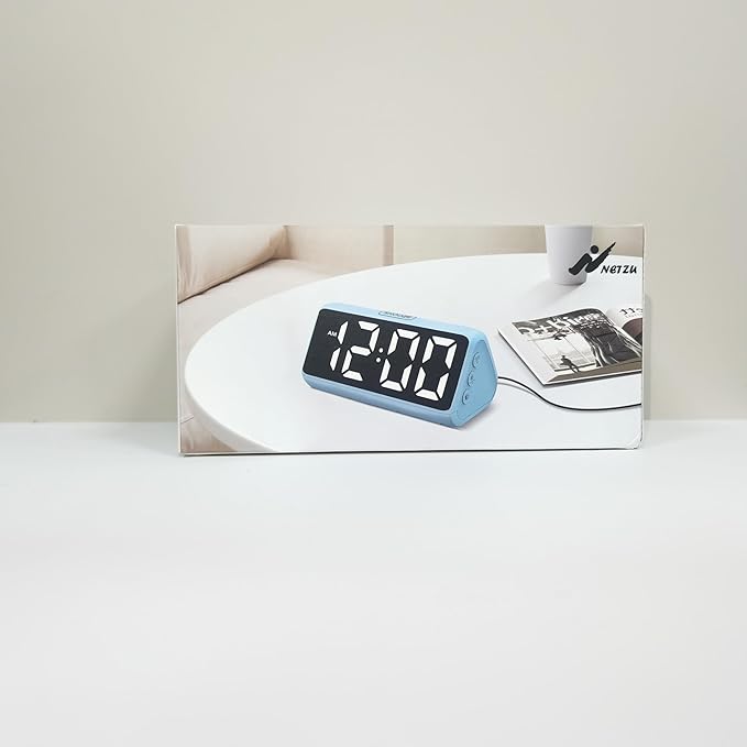 Netzu Digital Alarm Clocks for Bedrooms, Loud Alarm Clock with Dual Alarms, Bold Digits, 5 Dimmers, 4 Volumes, Snooze, Bedside Clock for Deep Sleepers Kids Teens Seniors, Plug in Clock, Easy to Set