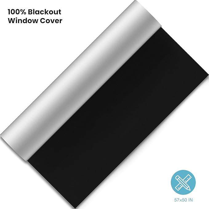 Portable Temporary Blackout Curtains, 50" x 57", 100% Blackout Window Shades, No Drill Cuttable Blackout Windows Blinds with Hook & Loop Stickers, Windows Cover for Baby Nursery Thermal Insulated