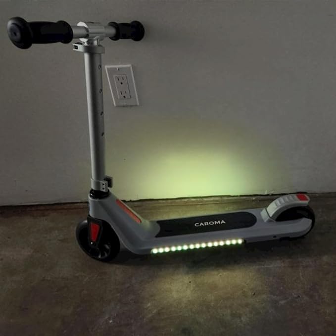 Caroma Electric Scooter for Kids Ages 6-12,150W/180WMotor,10 MPH Max Speed & 7 Miles,Colorful Lights,Adjustable Height & Speed,LED Display,Foldable Kids Electric Scooter 132 Lbs Max Load,Idea Gift