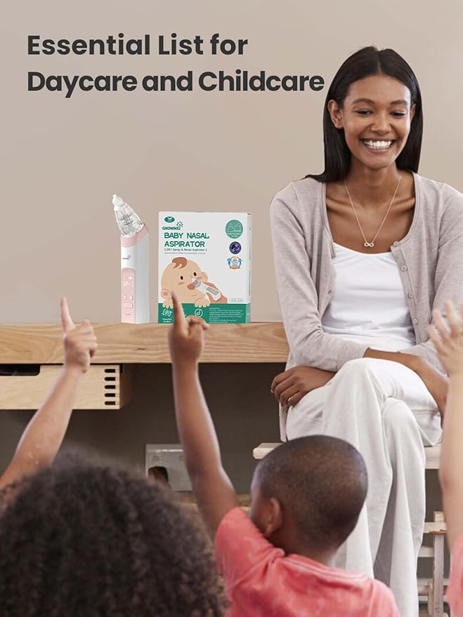 GROWNSY Nasal Aspirator for Baby, 2-in-1 Electric Nose Spray & Suction, Baby Nose Sucker with Powerful Suction, Music and Light Soothing Function, Pink