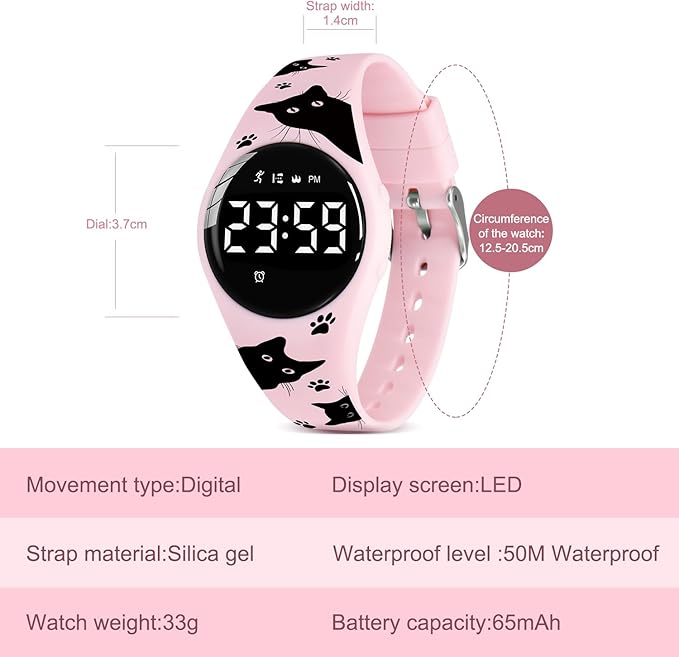 Kids Watches for Girls Boys Digital Sport Watch with Step Counter Pedometer Vibration Alarm Clock, No App Waterproof Fitness Tracker Kids Watch Boys Girls Teens Students Ages 5-16