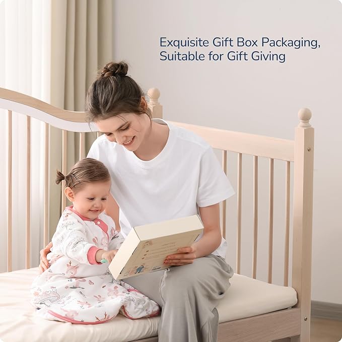 Baby Sleep Sack 12-18 Months, Cotton Detachable Long Sleeve Sleep Sack, 2.5 Tog Toddler Sleeping Sack with Temperature Strips, 2-Way Zipper Wearable Blankets for Newborns, Bunny